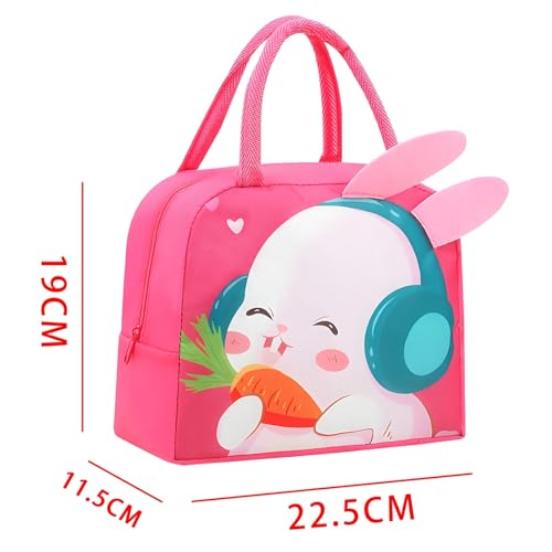 Image of 3D Printed Insulated Lunch Bag | Hot & Cold Leak Proof Thermal Tiffin Storage Bag for Office, School, Kids (Pink Rabbit)