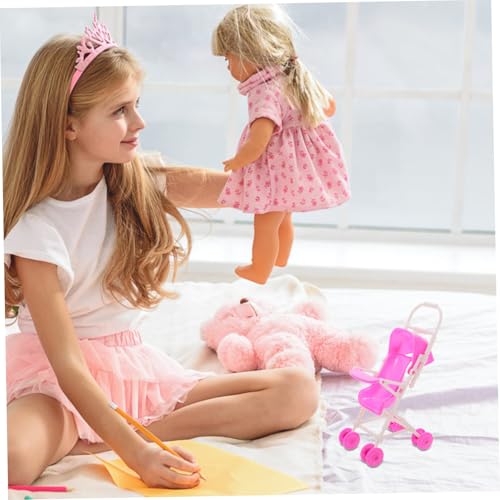 Homoyoyo Kinderwagen Puppenhaus Zubehör Realistischer Puppenwagen für Stabiles Design Farbenfroher Puppen Kinderwagen Fördert Hand Augen Koordination und Eltern Junge Mädchen Spielspaß – Bild 5