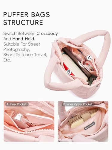 WESTBRONCO Small Puffer Crossbody Bags for Women Mini Tote Bag, Puffy Nylon Shoulder Purse, Womens Quilted Handbags3