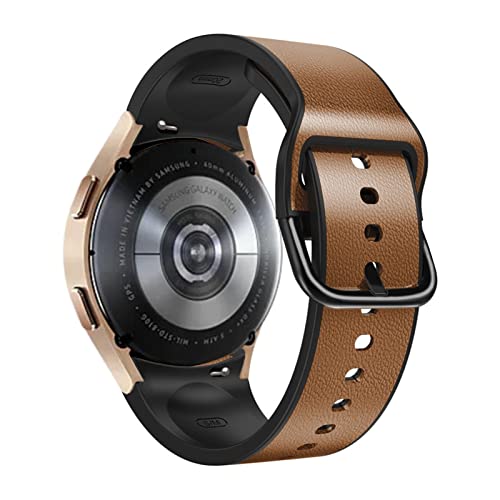 Bracelet 20mm silicone cuir marron montre connectée Samsung Galaxy Watch 4 Classic 42mm