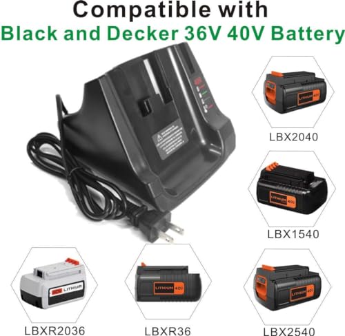 Image of 36v 40V MAX Battery Fast Charger LCS40 LCS36 Replace Black and Decker 36V 40V Lithium Battery Charger to Charge LBXR36 LST540 LBX2040 LCS1240 LBX1540 (no Battery)
