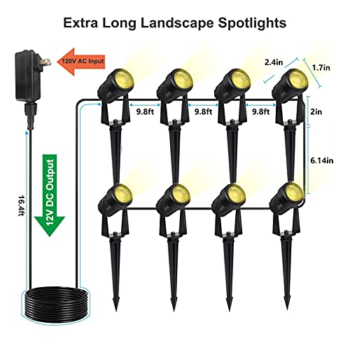 Sunthin Outdoor Landscape Spotlights, 8 Pack Low Voltage Landscape Lighting With Transformer For Garden, Yard, House, Lawn, Tree, Flags, Fence Use, Warm White, Ip65 Waterproof #TOP4