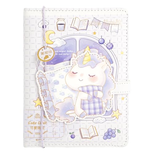 Zeph Hosea Cute Cartoon Notebook Kawaii Journal Notebook Japanese Sketchbook Leather Cover Diary Notepad Travel Notebook,Purple