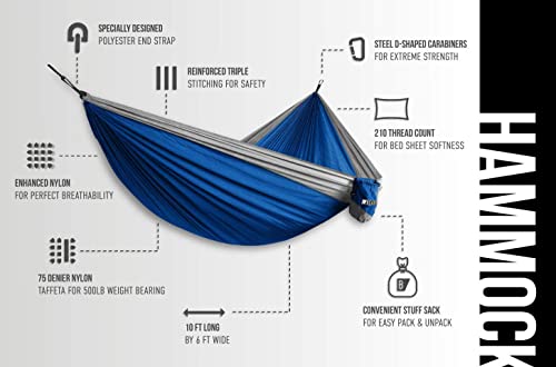 Bear Butt Double Parachute Camping Hammock, Blue / Gray #TOP5