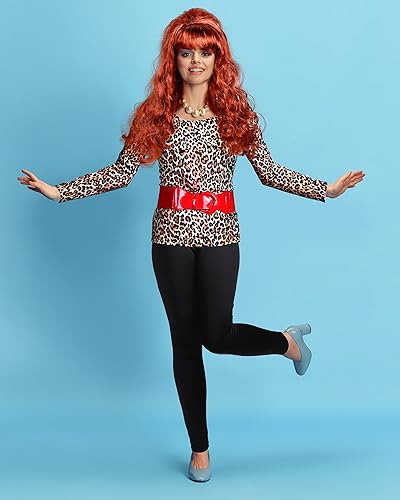 Perruque Halloween annees 80 Bonuci avec collants leopard - 7