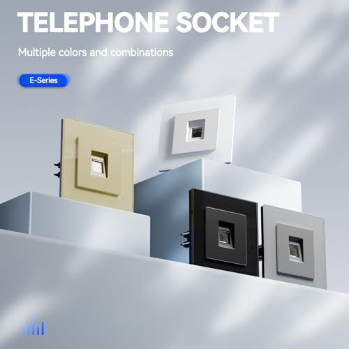 BSEED Einzelne Telefonsteckdose aus Glas,Unterputz Wandsteckdose mit Krallen, NEU E-Serie, 86mm Schwarz