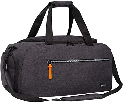 ROTOT Gym Sport Duffle Bag, Men Women Duffel with Waterproof Shoe Compartment Pouch, Weekender Travel with a Water-resistant Insulated Wet Pocket Cooler (Black, 33L)