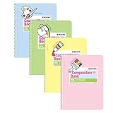 KAISA Colored Paper Spiral Notebook, Wide Ruled 7-1/2'x 9-3/4' Wirebound 1 Subject Notebooks, 100 Sheet/pad 4Pads/Pack, SC10001W