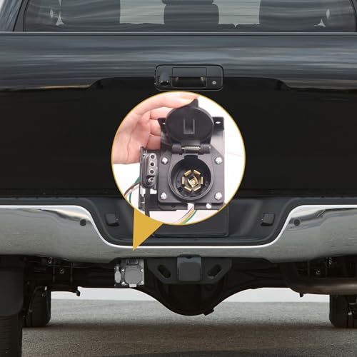 Image of 4 Way Flat to 7 Way Blade and 4 Pin Flat Trailer Wiring Adapter,7 pin Trailer Connector,Truck Trailer Plug,Dual-Output 7 and 4 Trailer Light Connector with Mounting Bracket for Truck RV
