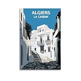 JJUPUV Poster vintage Alg�rie La Casbah - D�coration murale sur toile pour salon - 50 x 75 cm