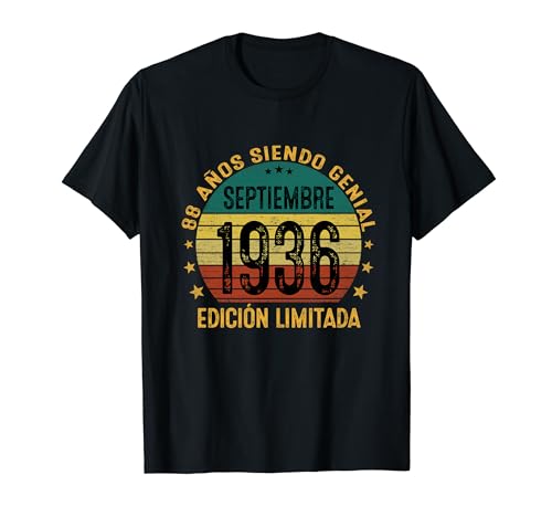 Septiembre 1936 88 Años Cumpleaños Hombre Vintage 1936 Camiseta