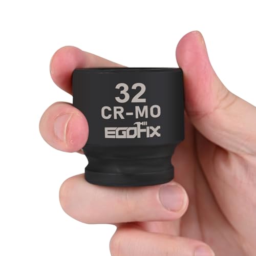 Image of 1 /2 inch Drive Standard Impact Socket, 32mm Metric Socket, Axle Nut Socket Heat-Treated CR-MO Anti-Rounding 6 Point for Easy Removal of Axle Shaft Nuts