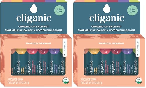 Cliganic Conjunto de Bálsamos Labiais Orgânicos, 12 Unidades