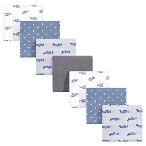 Hudson Baby Unisex Baby Cotton Flannel Receiving Blankets Bundle, Airplanes Helicopters, One Size
