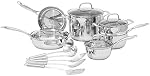 Amazon Basics Acier inoxydable 15-Piece Ensemble de vaisselle, pots, casseroles et ustensiles, argent