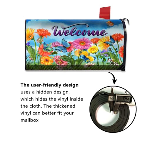 Image of Spring Summer Colorful Flowers Mailbox Covers Magnetic Large Size 25.5 inchx21 inch Welcome Beautiful Flowers Mailbox Cover Wraps Post Letter Box Cover Holiday Mailbox Decoration Decor for Outside Garden Yard