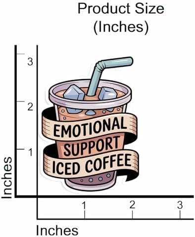 Emotional Support Iced Coffee Stickers - 3pcs Funny Caffeine Lover Waterproof Vinyl Decals for Laptop, Water Bottle, Journal, Barista Gift image 4