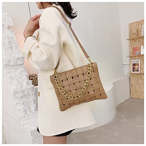Yp Women Large Crossbody Bag Woven Envelope Purses Pu Leather Shoulder Handbags (B-Brown) #TOP3