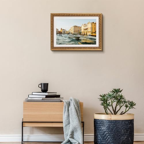 Image of Golden State Art, 13X19 Ornate Finish Photo Frame with White Mat for 11X17 Picture & Real Glass, Color: Bronze