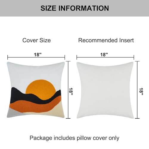 Pyonic Boho Abstract Throw Pillows,18x18 Bohemian Mid-Century Decorative Throw Pillow Covers,Modern Sunrise Square Cushion Cover for Sofa Bedroom Living Room（Only 1Pcs Pillow Covers） — view 3