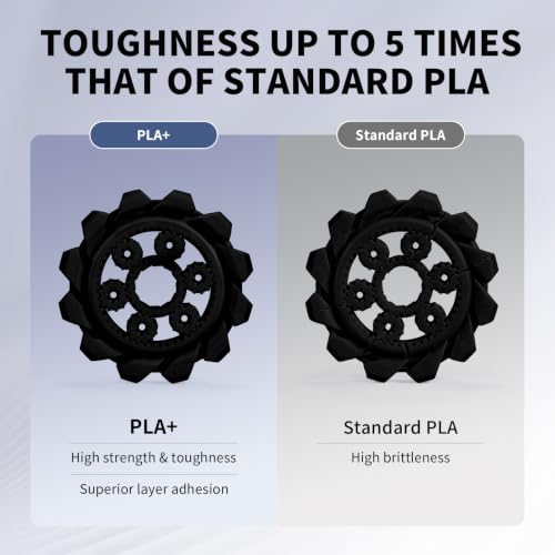 Image of RepRapper Black 5KG PLA+ (PLA Plus) 1.75mm 3D Printing Filament,Large Spool | Extra Strong,MPLA (Modified PLA),Large Spool for 3D Printer,Tough&Impact Resistant,±0.03mm Accuracy,11lbs (5kg)