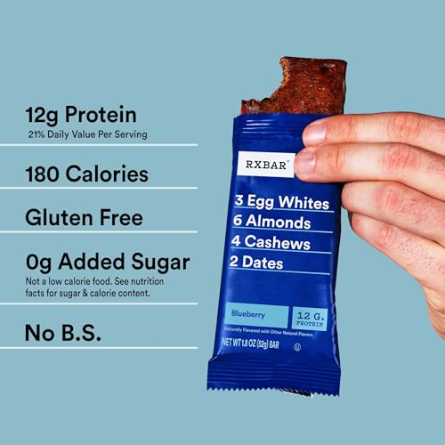 Image of RXBAR's Whole Food Protein Bar w / 12g of Egg White Protein and 6 to 8 Ingredients (Blueberry) (Pack of 6)