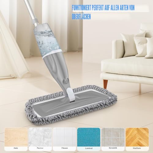 Wischmopp mit Sprühfunktion – EXEGO Bodenwischer mit Sprühmopp Spray Mop Floor Mop mit 3X...