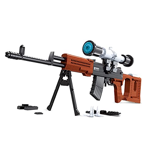 Kiyoyo Technik Gewehr Bausteine, 720 Klemmbausteine SVD Scharfschützengewehr Bausteine mit Schussfunktion, Militärische…