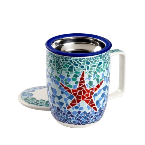 Miniatura 3 de Tea Shop - Taza De Té O Infusiones Con Filtro, Infusor Y Tapa - Taza Harmony Estrella - Fabricada En Porcelana Con Diseño Exclusivo Y Original