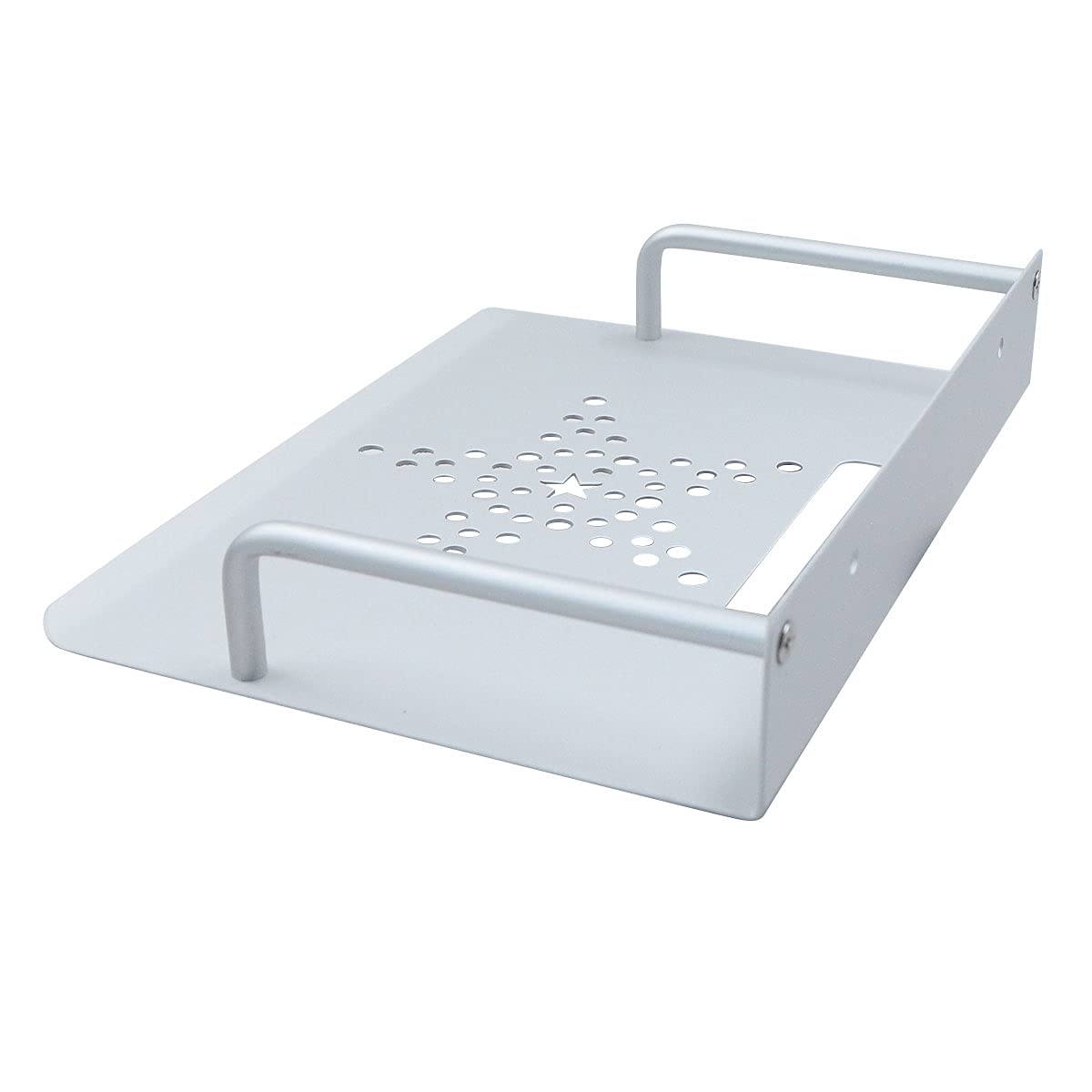 Supporto parete per router Rack – Ripiano in alluminio argentato montato a parete, 23 x 16 cm