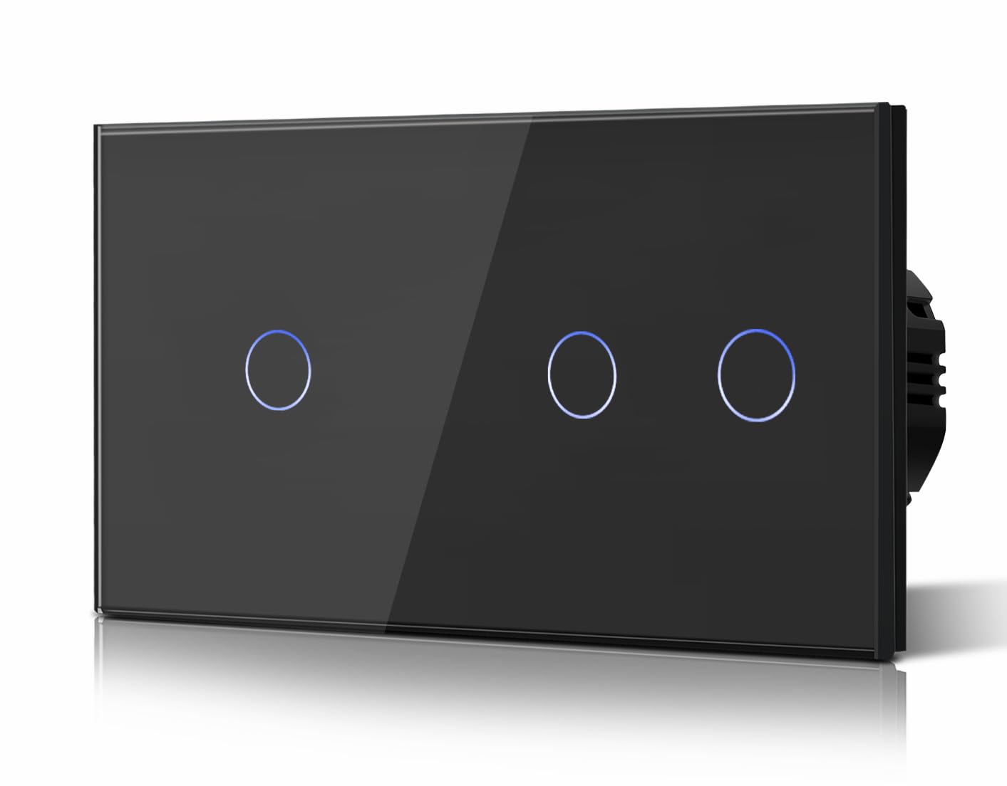 BSEED Touch Light Switch,Tempered Glass Panel with LED Backlight,No Neutral Wire Required,Non-WiFi,1 Gang 2 Way+2 Gang 2 Way,146mm Negro