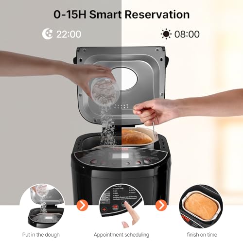 Image of VEVOR Bread Maker, 19-in-1 2LB Dough Machine, Nonstick Ceramic Pan Automatic Breadmaker with Gluten Free Setting, Whole Wheat Bread Making, Digital, Programmable, 3 Loaf Sizes, 3 Crust Colors