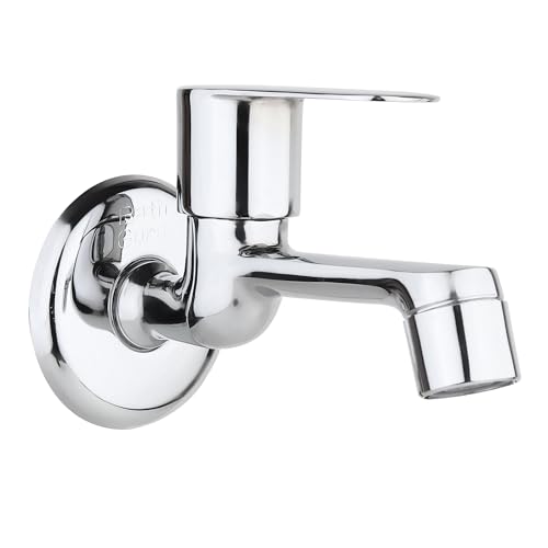 Image of BATH GURU F-Series Brass Long Body Bib Cock Tap for Bathroom & Kitchen, Chrome Plated Wall Mounted Faucet with Quarter Turn Handle, Rust Proof, Leak Resistant, Pack of 1