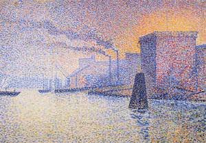 Peinture à l'huile Factories on The Thames Georges Lemmen tableau 12x16