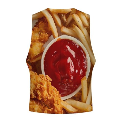 Food Chicken French Fries Novelty Men's Suit Vest Casual Formal Dress Vests Business Waistcoat4