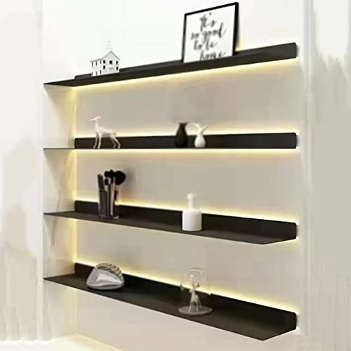 Mensole galleggianti da parete con luce calda a LED integrata, in lega di alluminio, per camera da letto e soggiorno, decorazione e stoccaggio