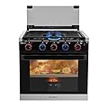 CAMPLUX RV Stove Propane Range 21 Inches, 1.8 Cu.ft. Propane Oven with 3 Burners Cooktop, RV Gas Oven Stove Combo 28,100 BTU/Hr, Black, EliteSERIES