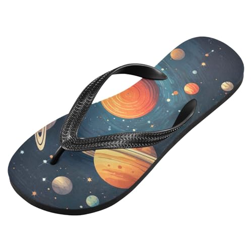 Womens Flip Flops Space PlanetsNon-Slip Casual Beach Slippers Rubber Sandals214B3113