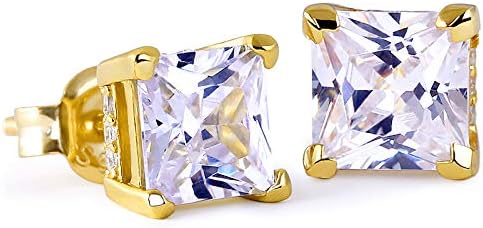 KRKC&CO Diamond Stud Earrings for Men, 14K Gold Iced Out Micro Pave 5A CZ Stones Earrings, Hypoallergenic 925 Sterling Silver Earrings, Hip Hop Street-wear Rapper Earring Dating Party