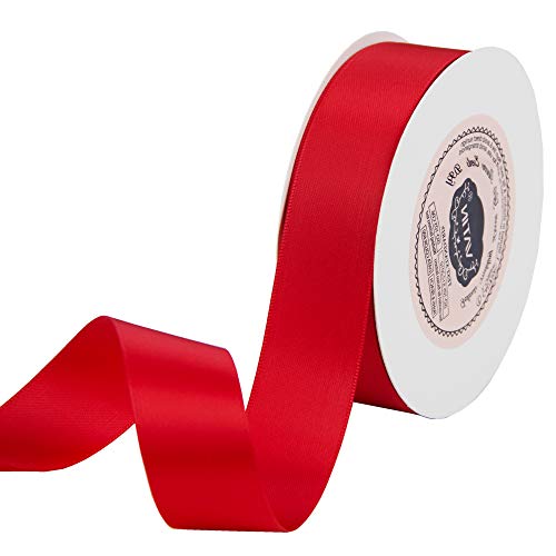 VATIN 1 inch Double Faced Polyester Satin Ribbon Hot Red - 25 Yard Spool, Perfect for Wedding, Wreath, Baby Shower,Packing and Other Projects.