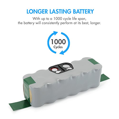 Tenergy New Extended Life 1000 Cycles 14.4V 3850Mah Nimh Battery For Irobot Roomba 900 800 700 600 500 Series, Vacuum Rechargeable Replacement Batteries, Bonus 4 Side Brushes And 1 Brush Cleaning Tool #TOP1