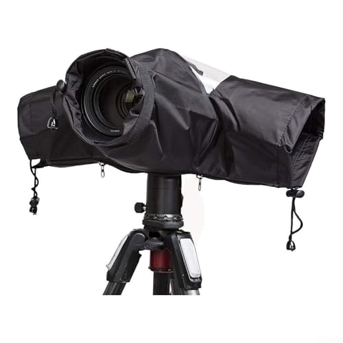 Funda impermeable para cámara DSLR y SLR, funda protectora negra suave y flexible en caso de fuertes lluvias, tormentas de nieve y clima adverso (210D)