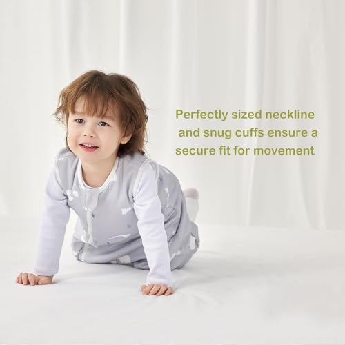 Image of Super Soft 1.5 TOG Sleep Sack with Legs, 100% Cotton Warm Comfy All Season Toddler Sleep Sack with Feet, White Bear, Size M