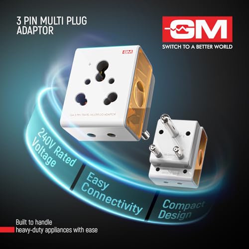 GM 3050 16 AMP 3 Pin Multi Plug Travel Adaptor Suitable for Class I and II Electrical Appliances - White - Image 7