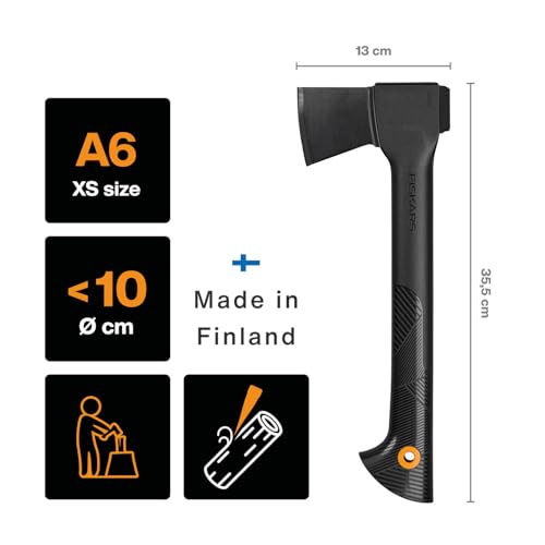 Fiskars Universalaxt, Solid, Mit Klingen- und Transportschutz, Antihaftbeschichtet, Hochwertige Stahl-Klinge/Glasfaserverstärkter Kunststoff-Stiel, Schwarz, A6, Länge: 39 cm, 652 g, 1052046 – Bild 3