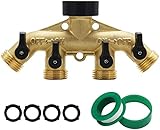 TryAce water-pipe valves of metal 4 Way Brass Hose Splitter, 3/4