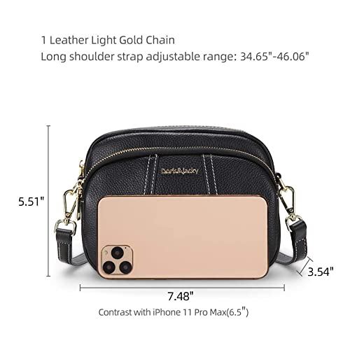 DORIS&JACKY Genuine Leather Crossbody Purse for Women Small Triple Zipper Shoulder Bag with Adjustable Strap4