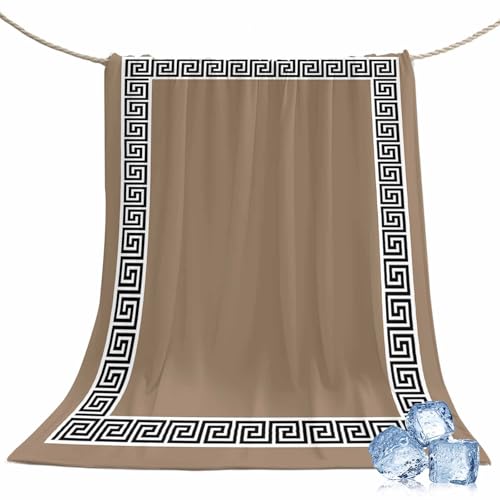 Cooling Throw Blanket 40"x60",Inspired Key Texture on Brown Lightweight Cool
