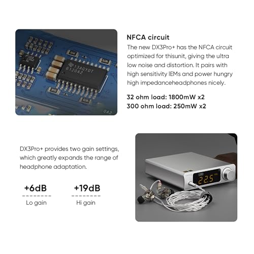 TOPPING DX3 Pro + Kopfhörerverstärker ES9038Q2M Bluetooth LDAC Audio Decoder USB/Optisch/Koaxial Eingang HiFi DAC NFCA XU208 Vorverstärker DX3 Pro Plus (Schwarz)