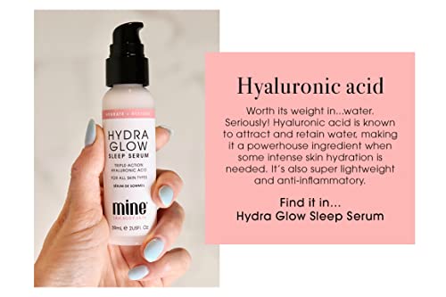 MineTan Idratante per il viso per la notte quotidiana | Hydra Glow Sleep Crema viso con formula a tripla azione all'acido ialuronico, ultra leggera, idratante intensamente idratante per il viso per